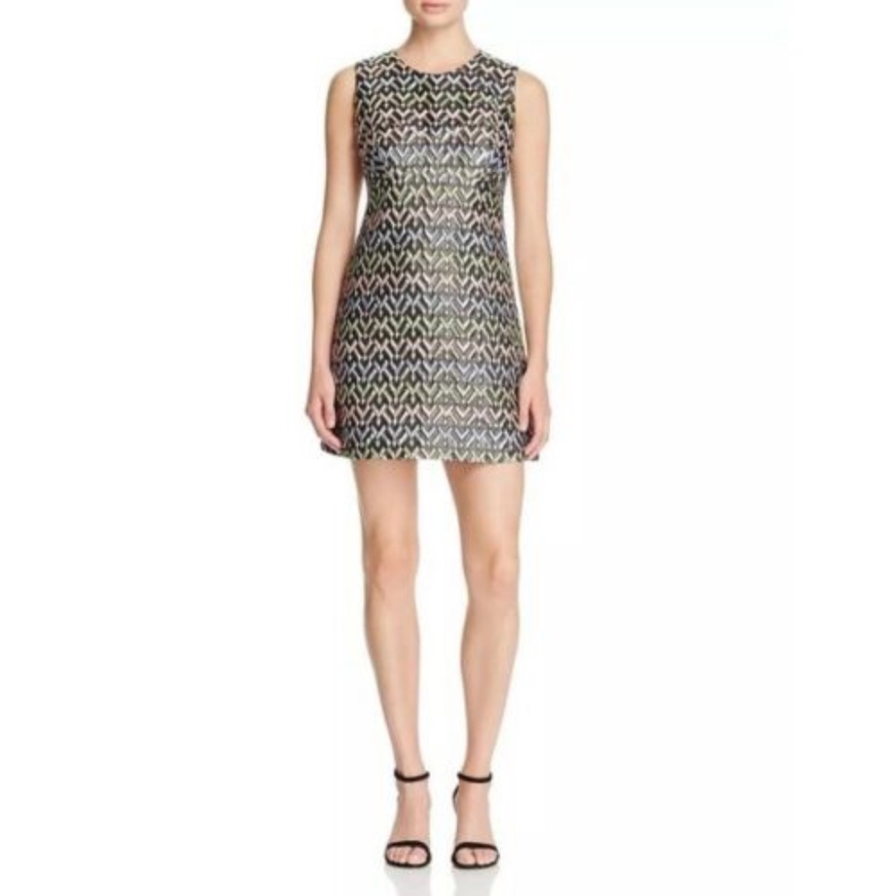 MILLY  Metallic Chevron Sleeveless Shift Dress 2